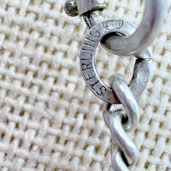 Jasper Bezel Set Pendant Necklace VTG Sterling Silver 925 Size 24 Length